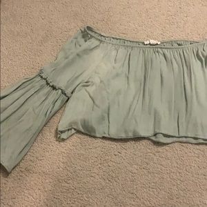 Cropped mint flowy shirt